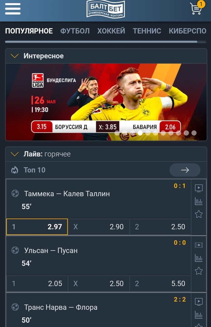 Как делать ставки на спорт в БК Балтбет со смартфона