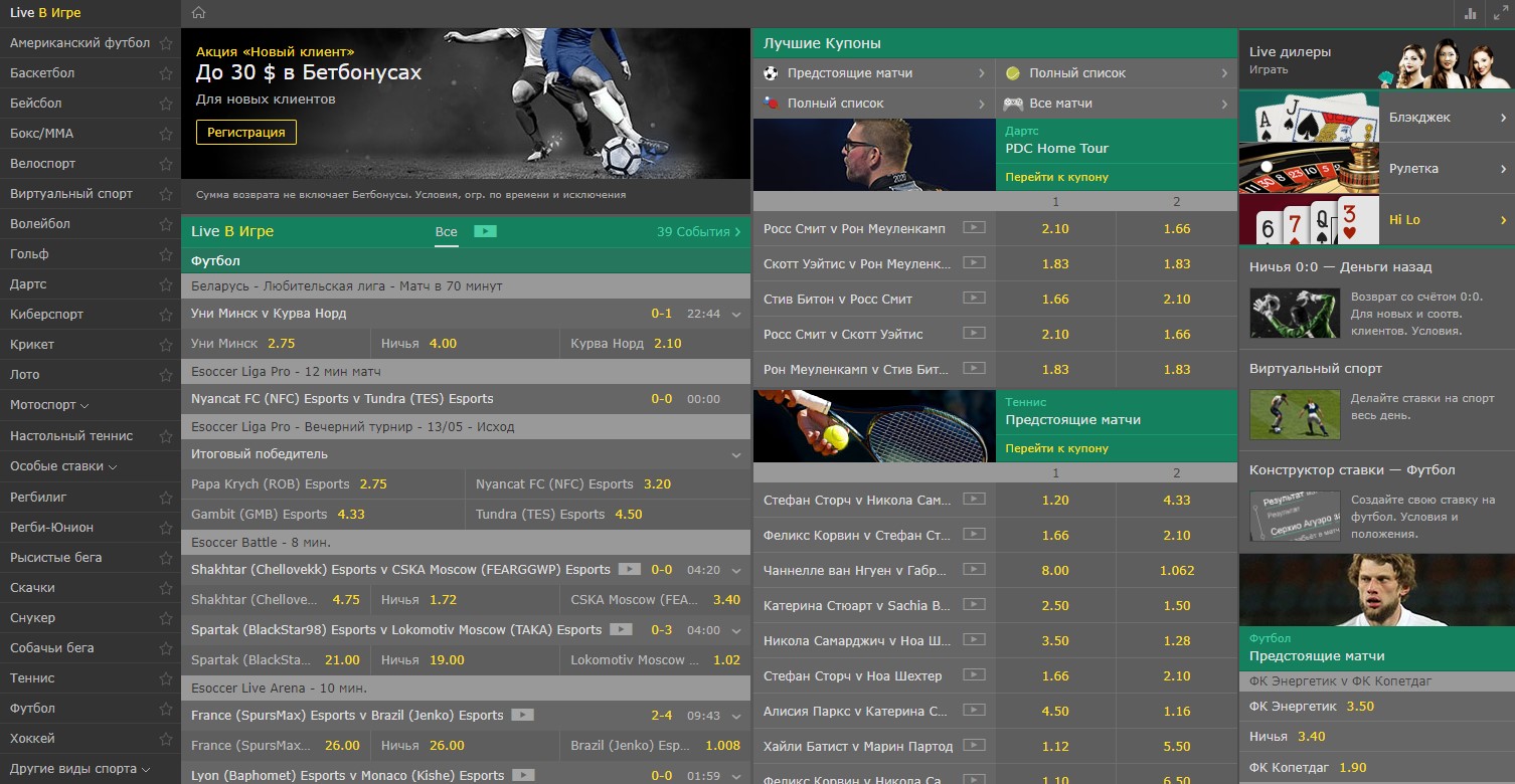 Линия и коэффициенты в Bet 365