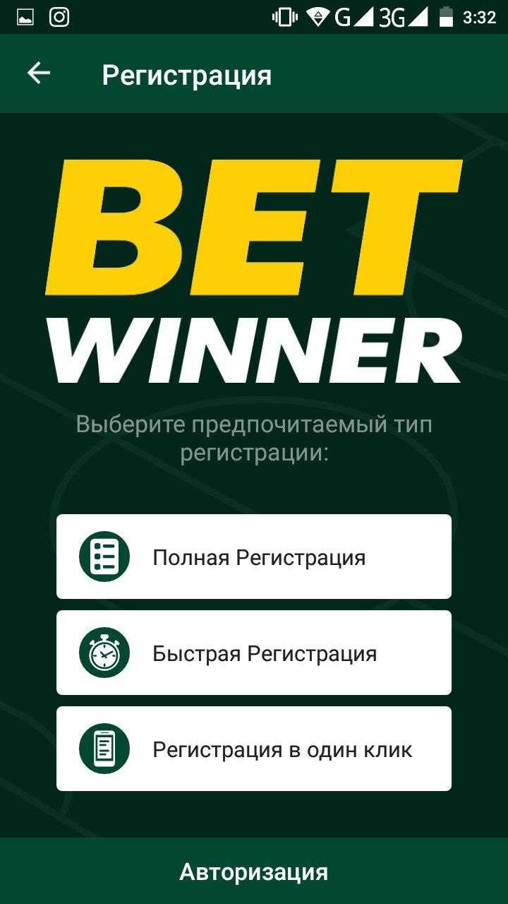 Авторизация в мобильном Бет Виннер