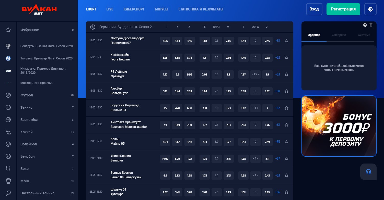 Линия и коэффициенты букмекера