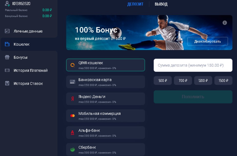 Платежи в БК Vulkan Bet