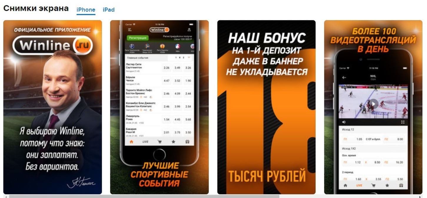 Мобильное приложение ВинЛайн на Айфон