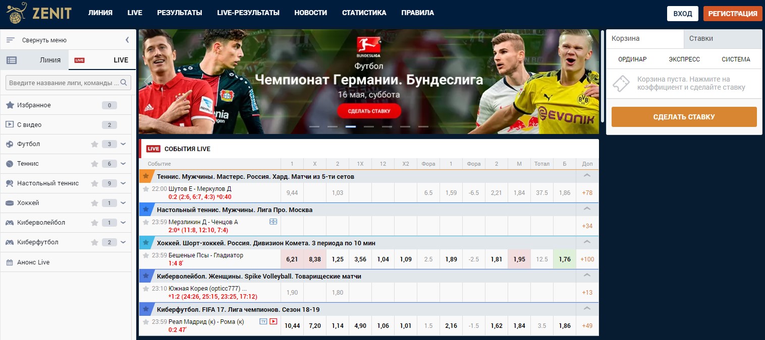 Обзор букмекерской конторы Зенит